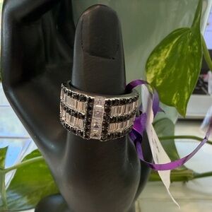 Lia Sophia Black and Silver Statement Ring